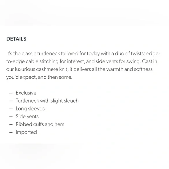 ♥️Garnet Hill Cashmere Cabled T-Neck - Picture 13 of 15